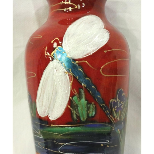 157 - Anita Harris vase in the Dragonfly pattern, signed in gold, H: 21 cm. No cracks, chips or visible re... 