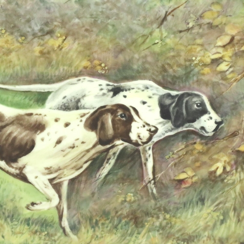 161 - E Townsend for Royal Worcester, painted ceramic plaque of two pointers, 25 x 17 cm. P&P Group 3 (£25... 