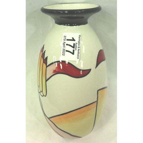 177 - Lorna Bailey lipped vase in the Mayfield pattern, H: 21 cm. No cracks, chips or visible restoration.... 