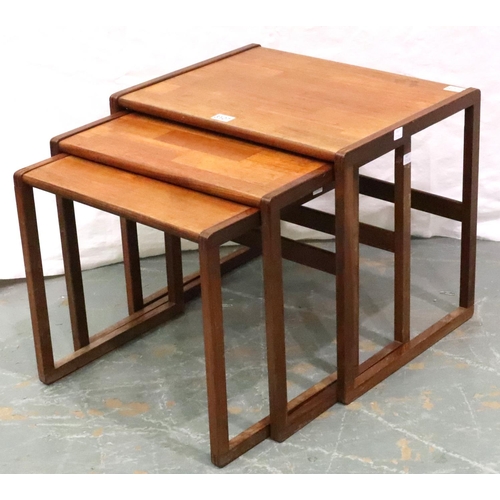 3127 - G-Plan teak nest of three graduated tables, largest 56 x 43 x 48 cm H. Not available for in-house P&... 