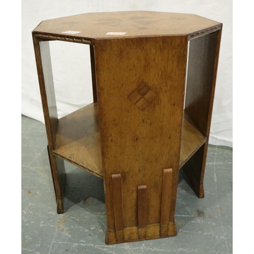 3081 - An Art Deco oak octagonal lamp table with under shelf, 46 x 46 x 56 cm. P&P Group 1 (£14+VAT for the... 