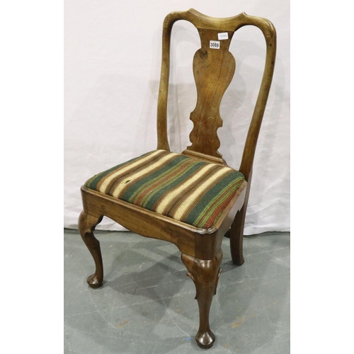 3088 - An early 19th century walnut chair with woolwork upholstered drop-in seat. Not available for in-hous... 