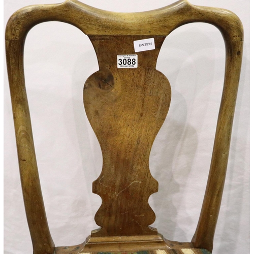 3088 - An early 19th century walnut chair with woolwork upholstered drop-in seat. Not available for in-hous... 