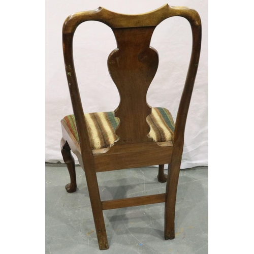 3088 - An early 19th century walnut chair with woolwork upholstered drop-in seat. Not available for in-hous... 