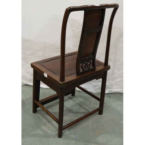 3091 - 19th century Chinese mahogany Elders chair with inlaid burr walnut back panel. Not available for in-... 