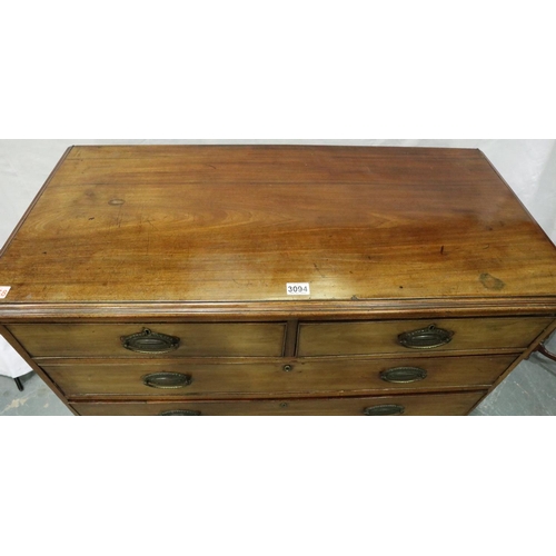 3094 - George III walnut chest of two short above three long graduated drawers, raised on edge bracket supp... 