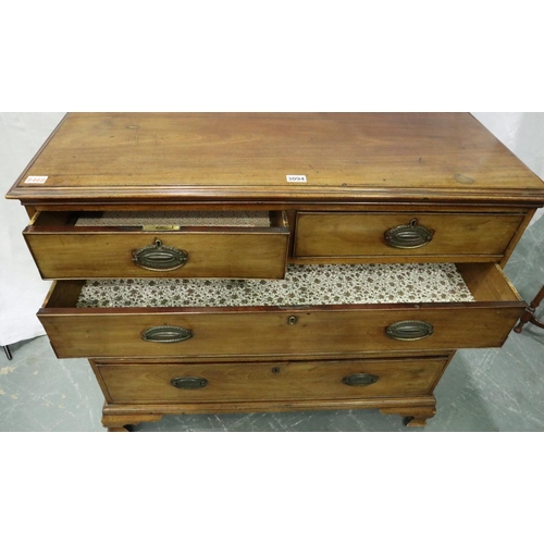 3094 - George III walnut chest of two short above three long graduated drawers, raised on edge bracket supp... 