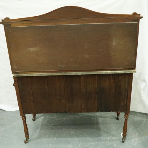 3096 - Late Victorian satinwood wash stand, with marble top and tiled splash back, 106 x 52 x 130 cm. Not a... 