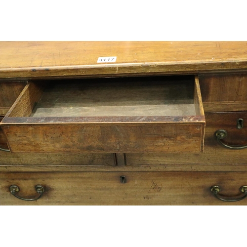 3117 - Late Georgian mahogany chest of two short over three drawers, 122 x 52 x 113cm H. Not available for ... 