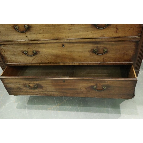 3117 - Late Georgian mahogany chest of two short over three drawers, 122 x 52 x 113cm H. Not available for ... 