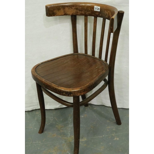 3126 - Early 20th century bentwood bistro style chair with pressed seat. Not available for in-house P&P, co... 