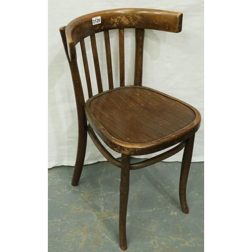 3126 - Early 20th century bentwood bistro style chair with pressed seat. Not available for in-house P&P, co... 