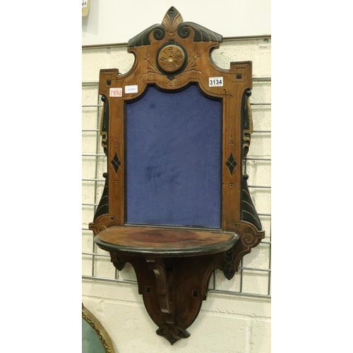 3134 - 19th century carved and gilt mahogany wall bracket in the Ecclesiastical style, 96 x 44 cm. Not avai... 