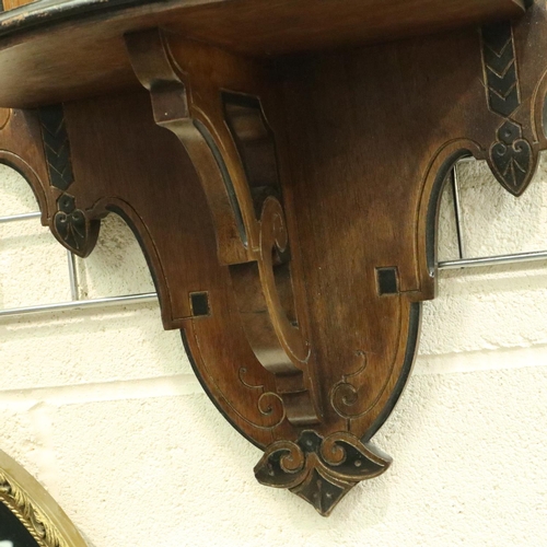 3134 - 19th century carved and gilt mahogany wall bracket in the Ecclesiastical style, 96 x 44 cm. Not avai... 