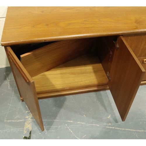 3101 - Meredew mid 20th Century low sideboard in teak, 201 x 46 x 55 cm H. Not available for in-house P&P, ... 