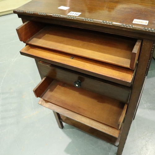 3116 - An Edwardian walnut music cabinet of four drawers, 52 x 37 x 101 cm H. Not available for in-house P&... 