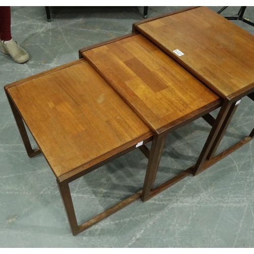 3127 - G-Plan teak nest of three graduated tables, largest 56 x 43 x 48 cm H. Not available for in-house P&... 