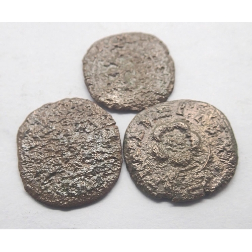 3024 - Three hammered Rose Farthings of Charles I. P&P Group 1 (£14+VAT for the first lot and £1+VAT for su... 