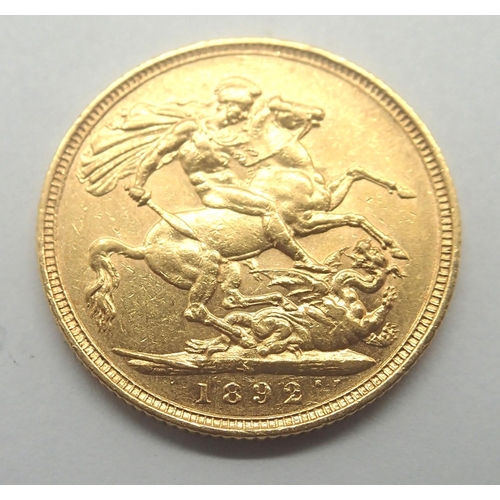 3150 - 1892 full sovereign of Queen Victoria, Sydney Mint. P&P Group 1 (£14+VAT for the first lot and £1+VA... 