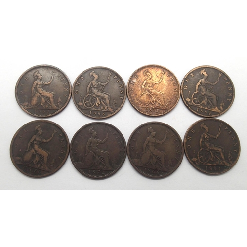 3066 - Collection of bun head pennies, our grades F-VF (8). P&P Group 1 (£14+VAT for the first lot and £1+V... 