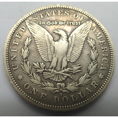 3083 - 1879 American silver Liberty dollar, New Orleans mint. P&P Group 1 (£14+VAT for the first lot and £1... 