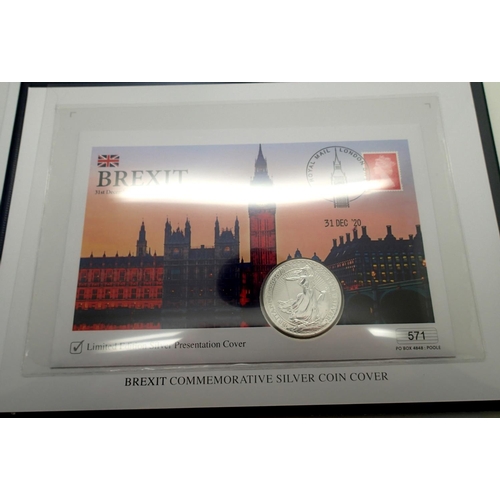 3119 - Silver Bullion: 2020 Brexit limited edition silver Britannia coin cover. P&P Group 1 (£14+VAT for th... 