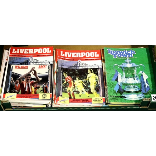 2062 - Mixed 1980s Liverpool Home and Away football programmes. P&P Group 3 (£25+VAT for the first lot and ... 