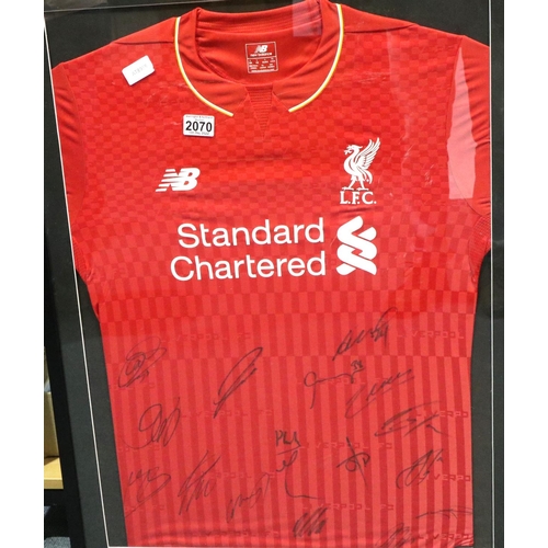 2070 - Liverpool Football Club signed presentation shirt, circa 2010, size L, framed with CoA. Postage unfr... 