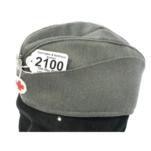 2100 - Third Reich DRK (German Red Cross) Nurses side cap. P&P Group 1 (£14+VAT for the first lot and £1+VA... 