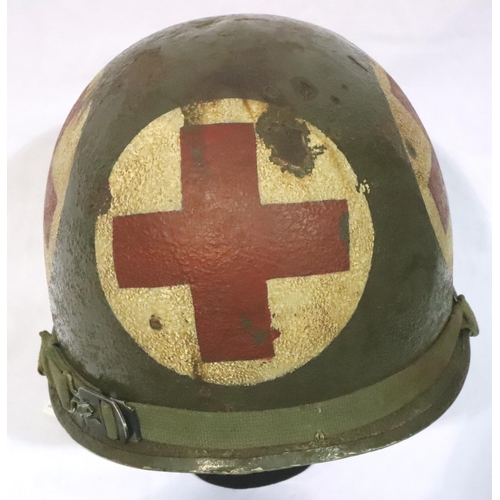 2111 - WWII US M1 Swivel Bale Medics helmet with Firestone liner. P&P Group 2 (£18+VAT for the first lot an... 