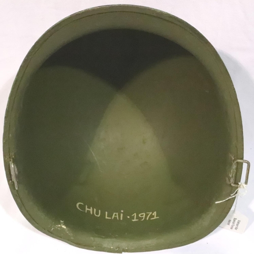 2114 - Vietnam War period American Special Forces helmet with later memorial painting. P&P Group 2 (£18+VAT... 