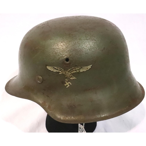 2121 - WWII German Luftwaffe M42 helmet with liner, decal present and clear. P&P Group 1 (£14+VAT for the f... 