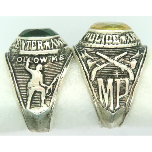 2145 - Two Vietnam War period white metal military class rings. P&P Group 1 (£14+VAT for the first lot and ... 