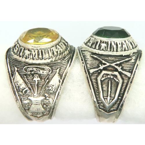 2145 - Two Vietnam War period white metal military class rings. P&P Group 1 (£14+VAT for the first lot and ... 