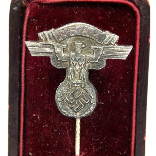 2203 - Third Reich NSKK (Transport Corps) lapel pin in original box. P&P Group 1 (£14+VAT for the first lot... 