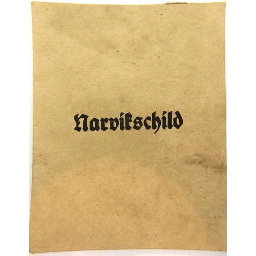 2218 - WWII German Narvik Campaign shield in envelope of issue. P&P Group 2 (£18+VAT for the first lot and ... 