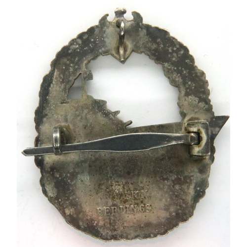 2225 - Mid War Kriegsmarine Destroyer badge, maker Schwein, Berlin. P&P Group 1 (£14+VAT for the first lot ... 