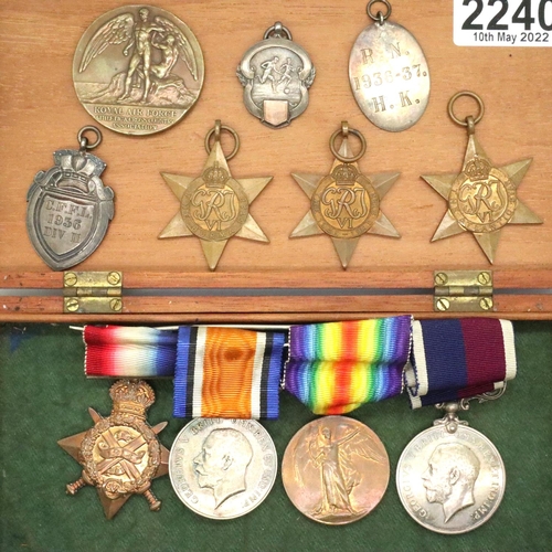 2240 - PO 14995 E Tuffnell RNAS/RAF: WWI pair and 1914 star and LSGC medal with silver fobs and WWII medals... 