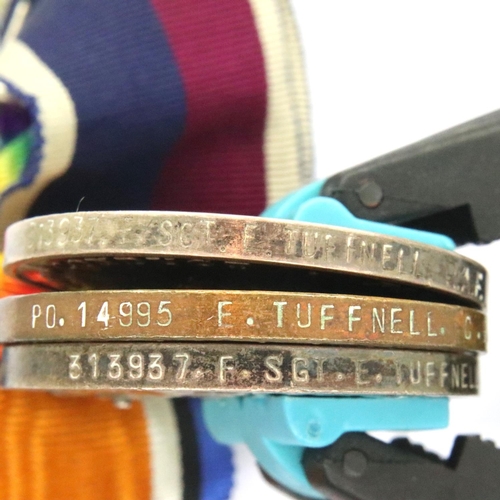 2240 - PO 14995 E Tuffnell RNAS/RAF: WWI pair and 1914 star and LSGC medal with silver fobs and WWII medals... 