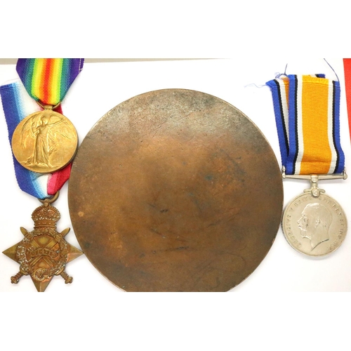 2242 - 11767 PTE PG Tanswell: WWI medal pair, 14-15 star and death plaque. PG Tanswell died during the 2nd ... 