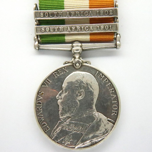 2252 - PTE M Welsh: KSA medal with 1901 and 1902 M Welsh Cameron Highlanders. P&P Group 1 (£14+VAT for the ... 