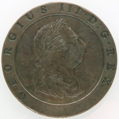 3153 - 1797 Soho Mint cartwheel twopence of George III, EF grade. P&P Group 1 (£14+VAT for the first lot an... 