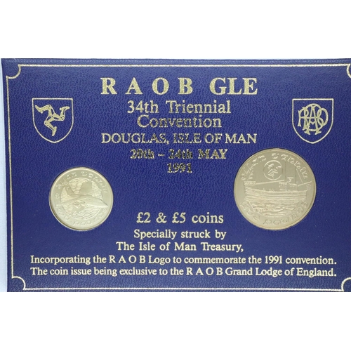 3175 - Rare 1991 Isle of Man two coin set. P&P Group 1 (£14+VAT for the first lot and £1+VAT for subsequent... 