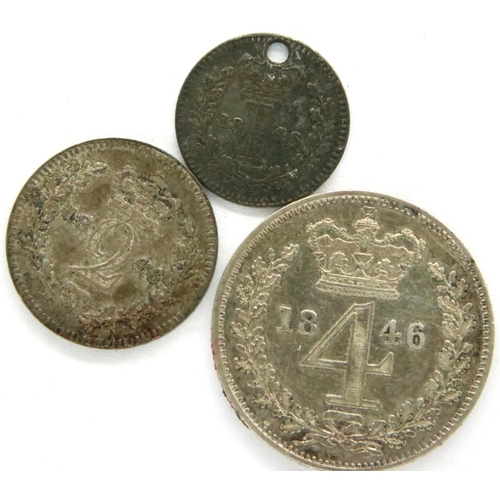 3179 - 1846 Muandy part set (3 coins) of Queen Victoria. P&P Group 1 (£14+VAT for the first lot and £1+VAT ... 