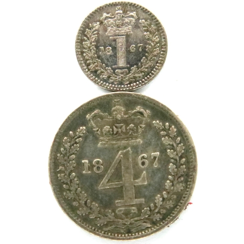 3180 - 1867 Muandy part set (2 coins) of Queen Victoria. P&P Group 1 (£14+VAT for the first lot and £1+VAT ... 