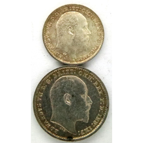 3181 - 1904 Maundy part set (2 coins) of Edward VII. P&P Group 1 (£14+VAT for the first lot and £1+VAT for ... 