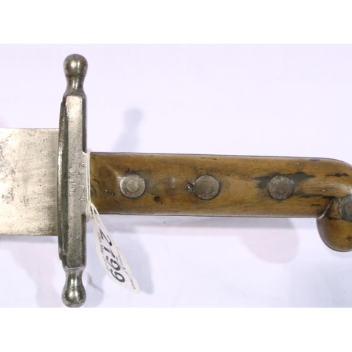 2199 - German 19th century Pioneer knife, ricasso marked to Jung & Zeitler, numbered 25 SA 917, lacking she... 