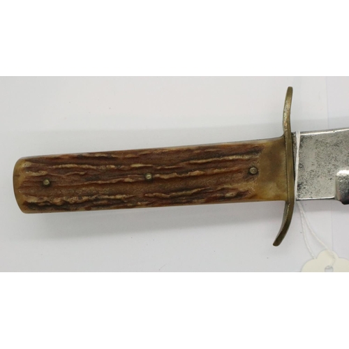 2028 - Whitby Solingen antler handled original Bowie knife, blade L: 20 cm. P&P Group 2 (£18+VAT for the fi... 