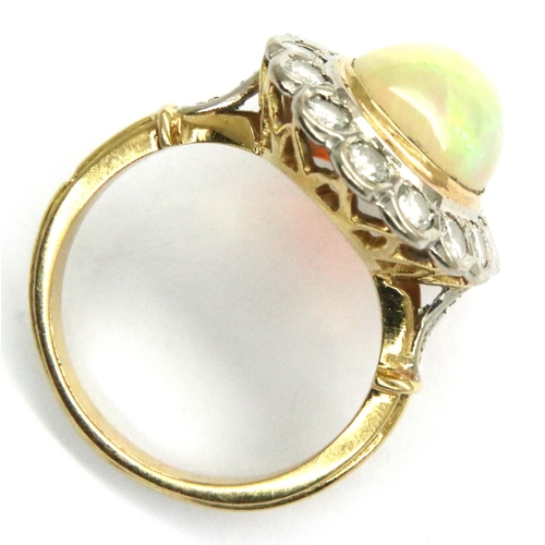 61 - 18ct gold opal and diamond cluster ring, size Q, 6.6g. P&P Group 1 (£14+VAT for the first lot and £1... 