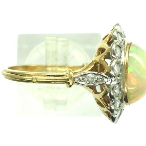 61 - 18ct gold opal and diamond cluster ring, size Q, 6.6g. P&P Group 1 (£14+VAT for the first lot and £1... 